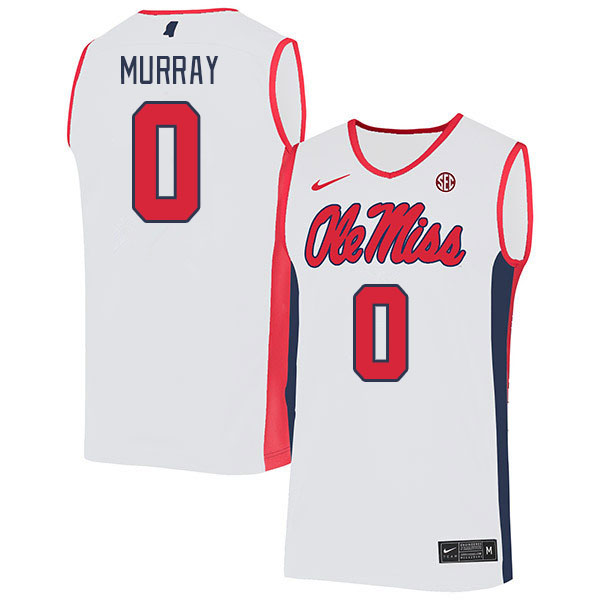 Ole Miss Rebels #0 Brandon Murray College Basketball Jerseys Stitched Sale-White